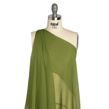 Crinkled Silk Chiffon - Pesto Green - Premium Collection