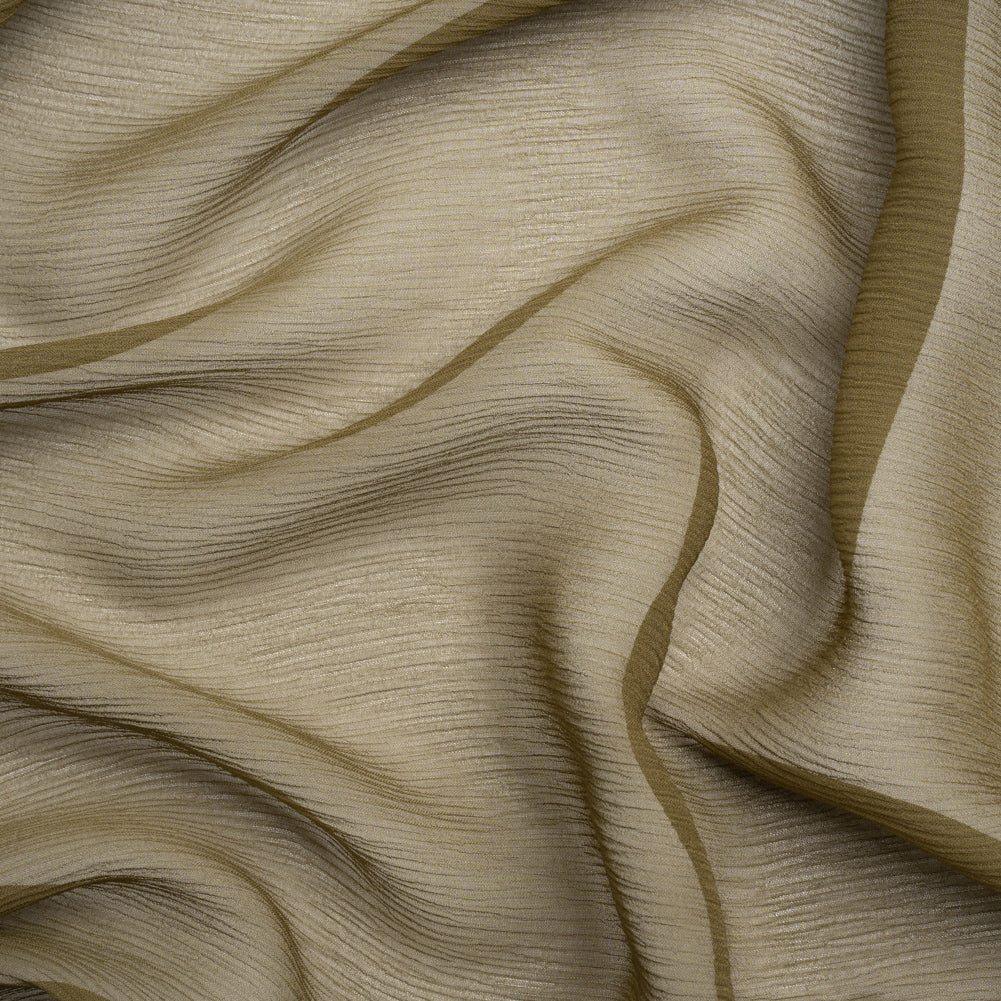 Crinkled Silk Chiffon - Olive Green - Premium Collection