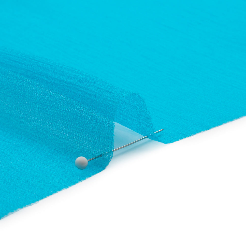 Crinkled Silk Chiffon - Horizon Blue - Premium Collection