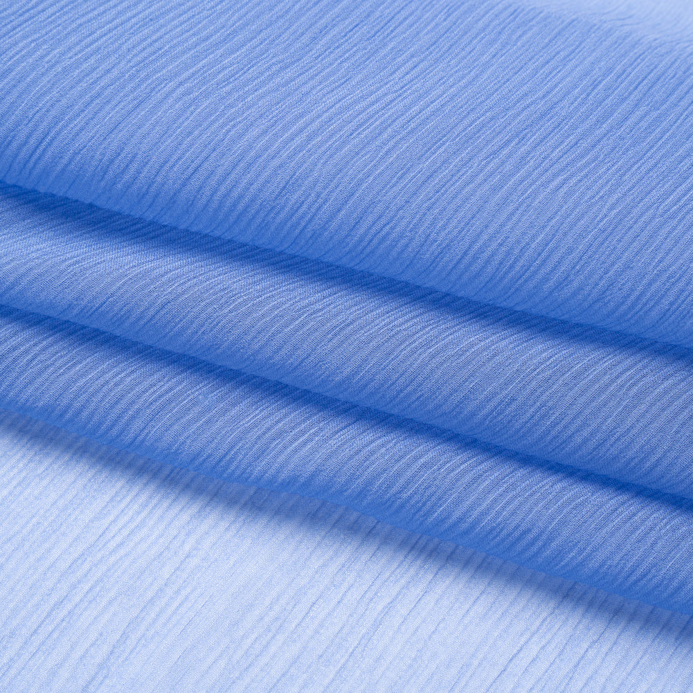 Crinkled Silk Chiffon - Regatta Blue - Premium Collection - Folded
