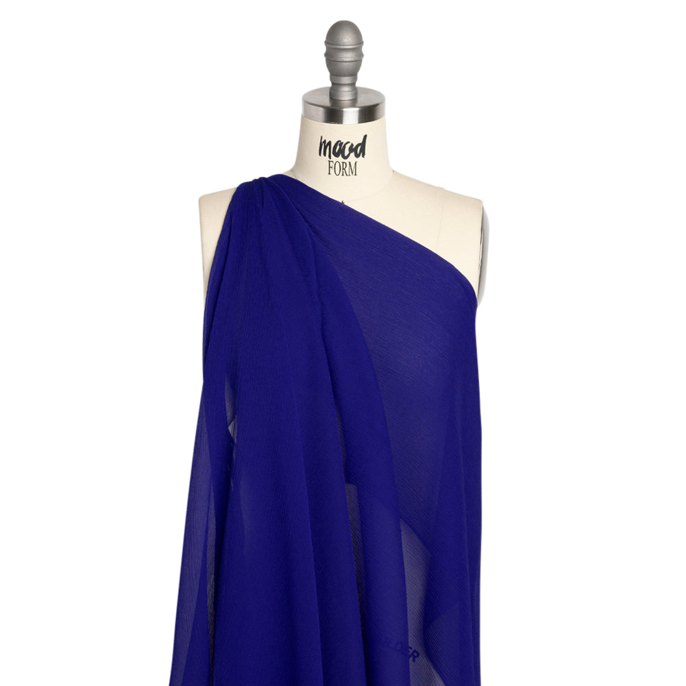 Crinkled Silk Chiffon - Mazarine Blue - Premium Collection
