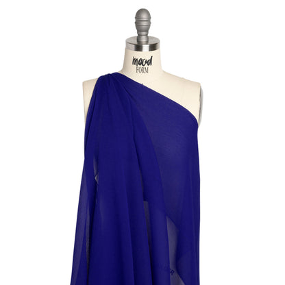 Crinkled Silk Chiffon - Mazarine Blue - Premium Collection
