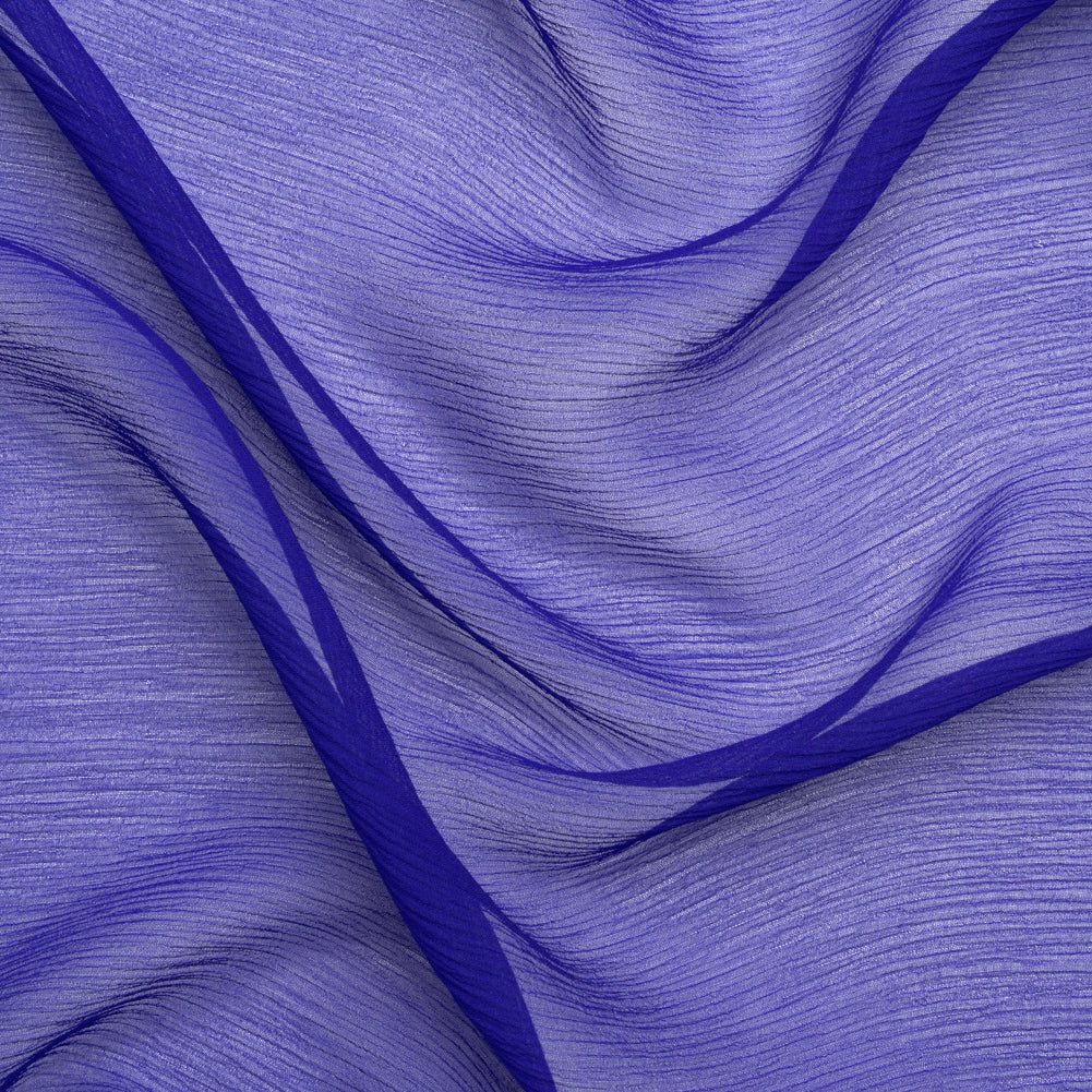 Crinkled Silk Chiffon - Mazarine Blue - Premium Collection
