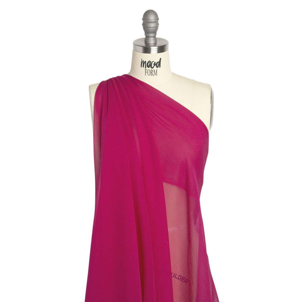 Crinkled Silk Chiffon - Magenta Haze - Premium Collection