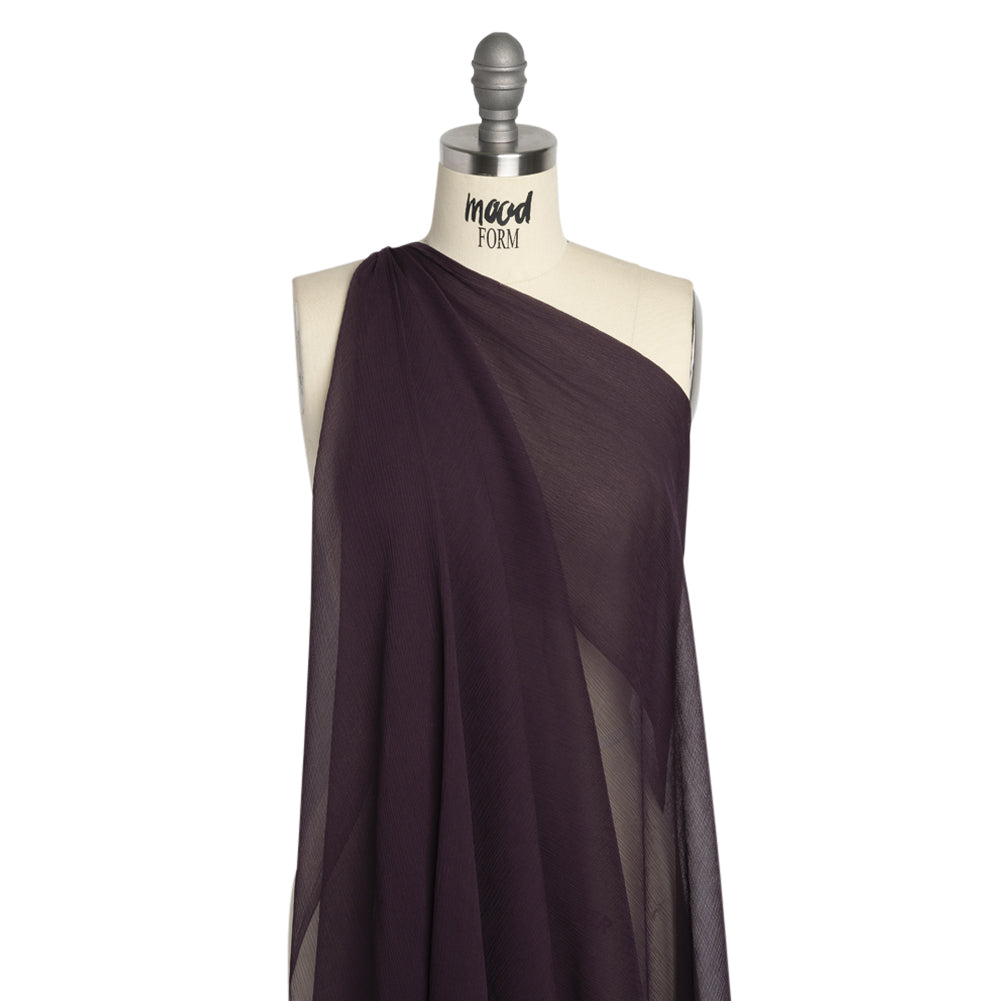 Crinkled Silk Chiffon - Eggplant - Premium Collection