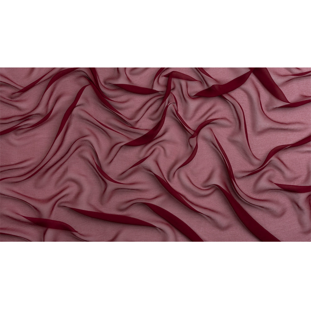 Crinkled Silk Chiffon - Maroon - Premium Collection