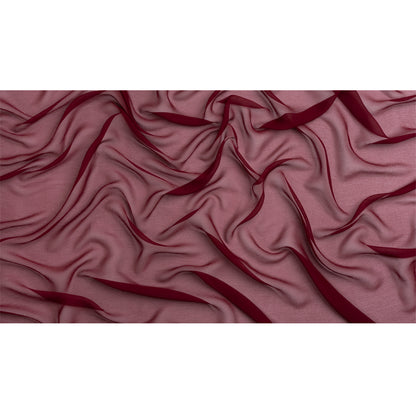 Crinkled Silk Chiffon - Maroon - Premium Collection