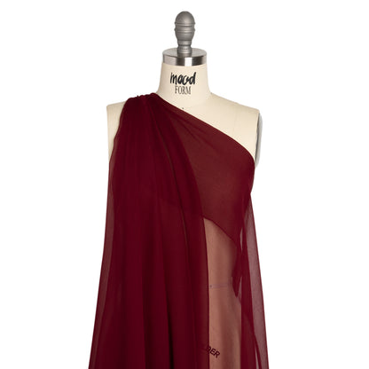 Crinkled Silk Chiffon - Maroon - Premium Collection