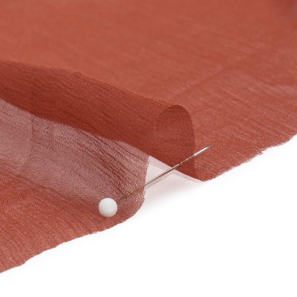 Crinkled Silk Chiffon - Mahogany - Premium Collection