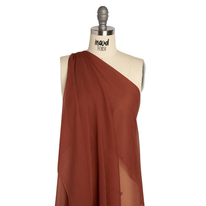 Crinkled Silk Chiffon - Mahogany - Premium Collection