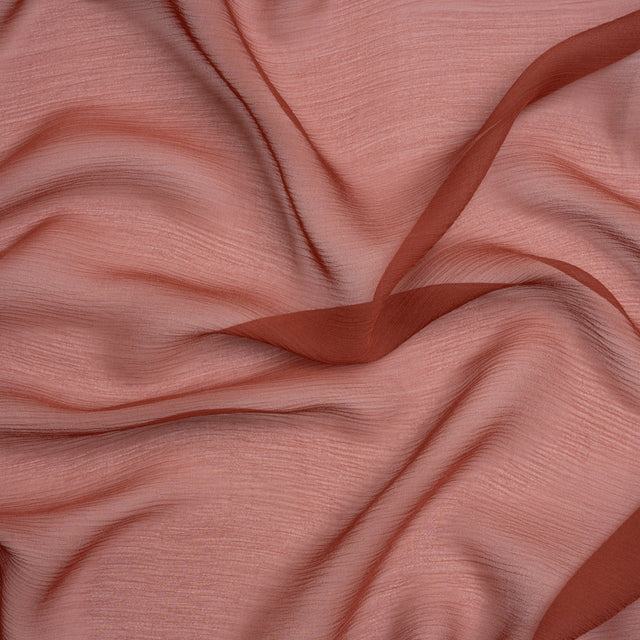 Crinkled Silk Chiffon - Mahogany - Premium Collection