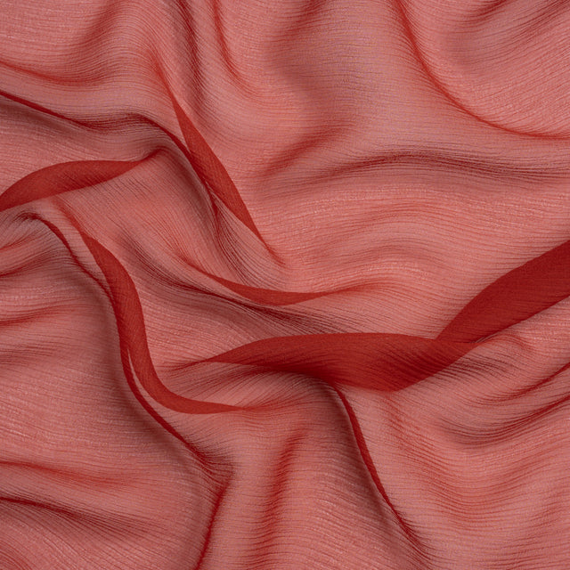 Crinkled Silk Chiffon - Rust - Premium Collection
