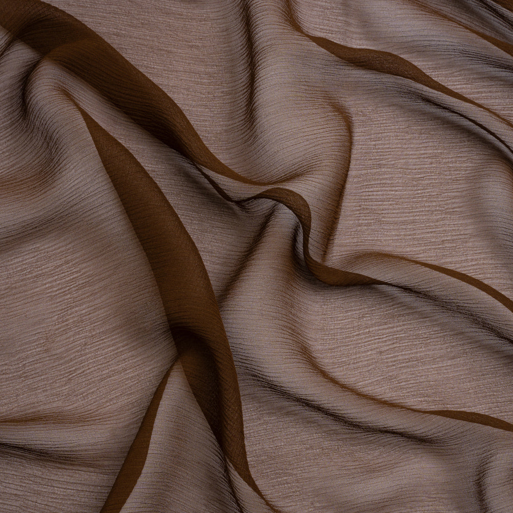 Crinkled Silk Chiffon - Chocolate - Premium Collection