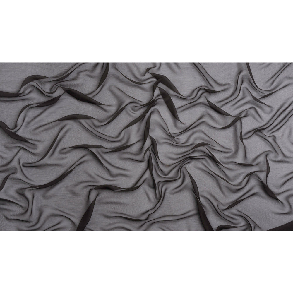 Crinkled Silk Chiffon - Deep Charcoal - Premium Collection