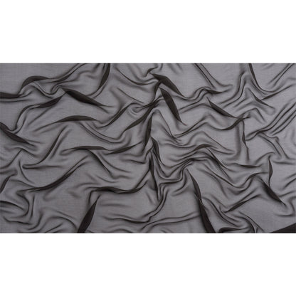 Crinkled Silk Chiffon - Deep Charcoal - Premium Collection
