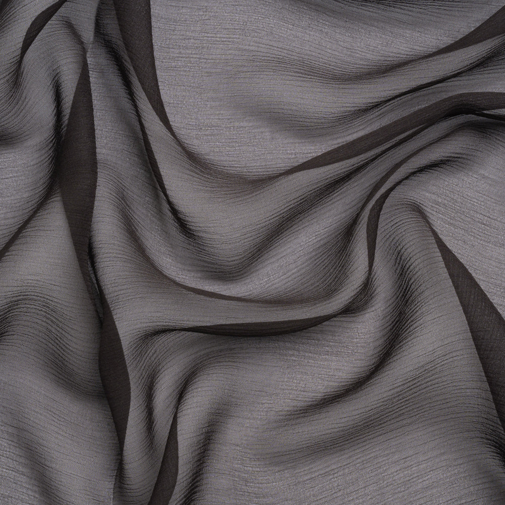 Crinkled Silk Chiffon - Deep Charcoal - Premium Collection