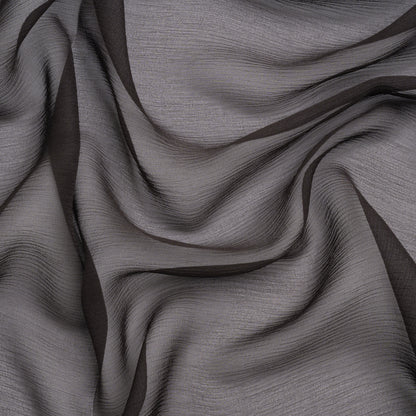 Crinkled Silk Chiffon - Deep Charcoal - Premium Collection