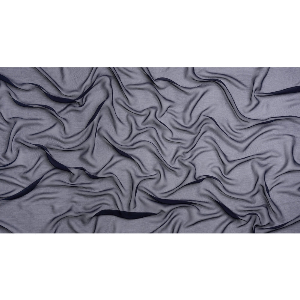 Crinkled Silk Chiffon - Navy - Premium Collection