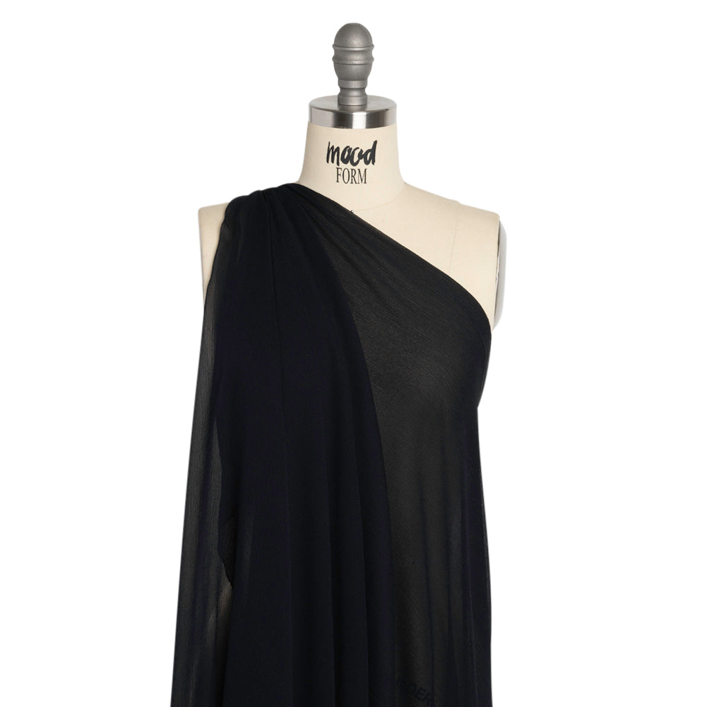 Crinkled Silk Chiffon - Midnight - Premium Collection