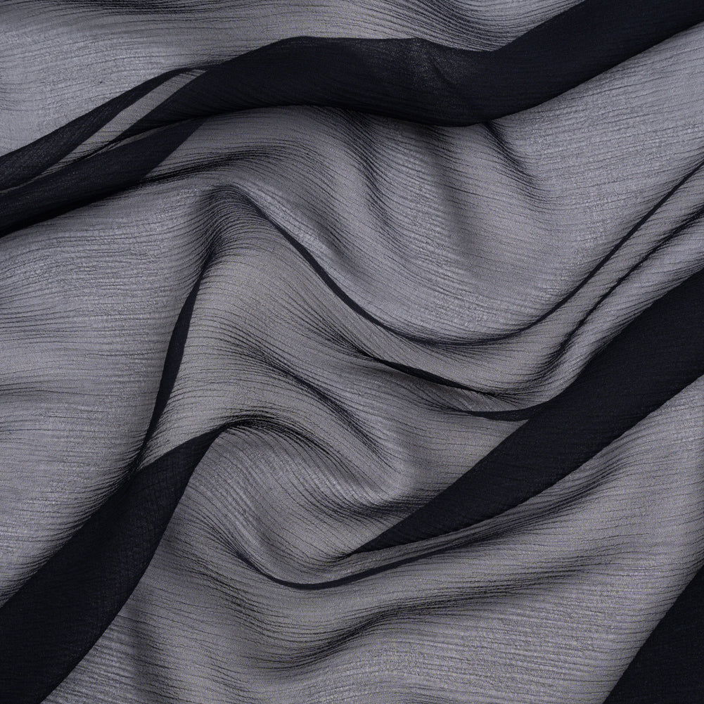 Crinkled Silk Chiffon - Midnight - Premium Collection