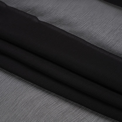 Crinkled Silk Chiffon - Black - Premium Collection