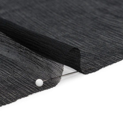 Crinkled Silk Chiffon - Black - Premium Collection