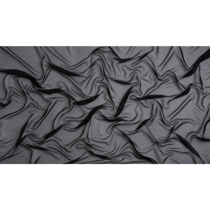 Crinkled Silk Chiffon - Black - Premium Collection