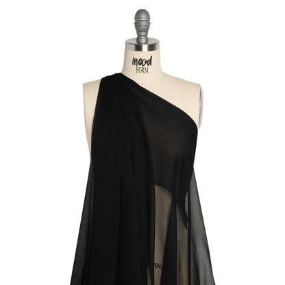 Crinkled Silk Chiffon - Black - Premium Collection