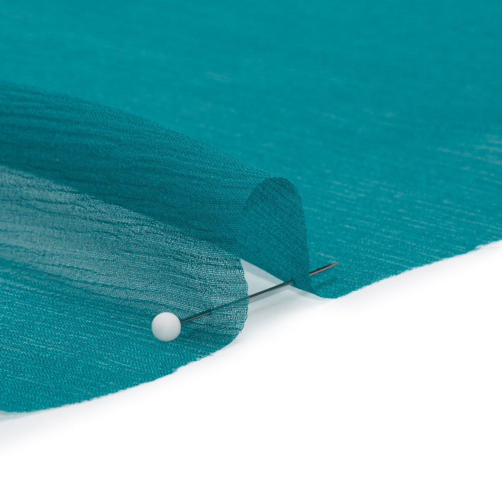 Crinkled Silk Chiffon - Deep Teal - Premium Collection