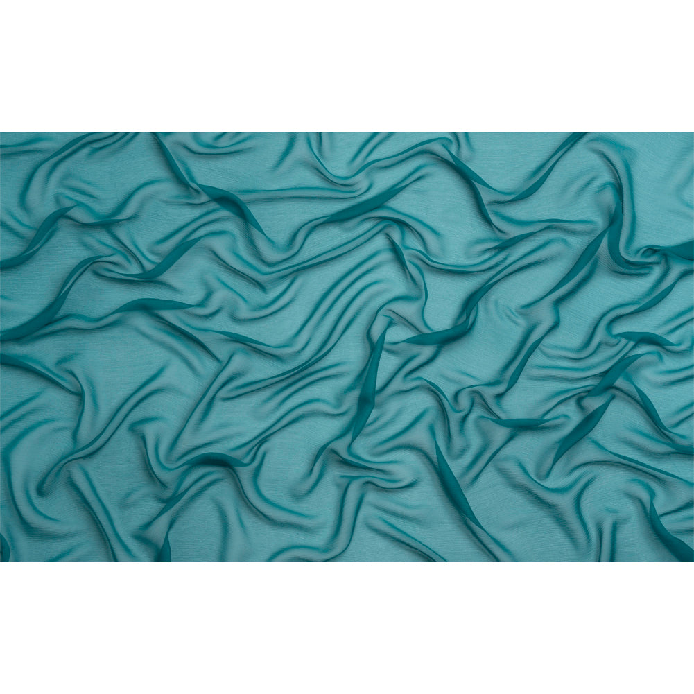 Crinkled Silk Chiffon - Deep Teal - Premium Collection