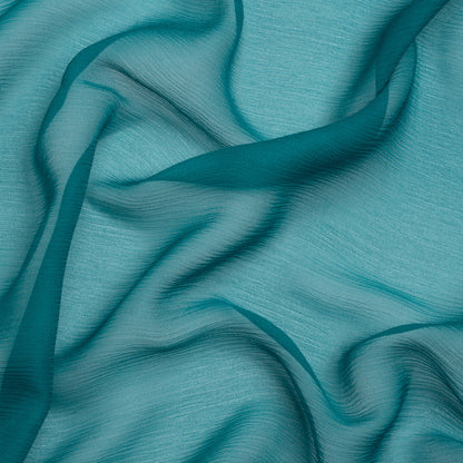 Crinkled Silk Chiffon - Deep Teal - Premium Collection