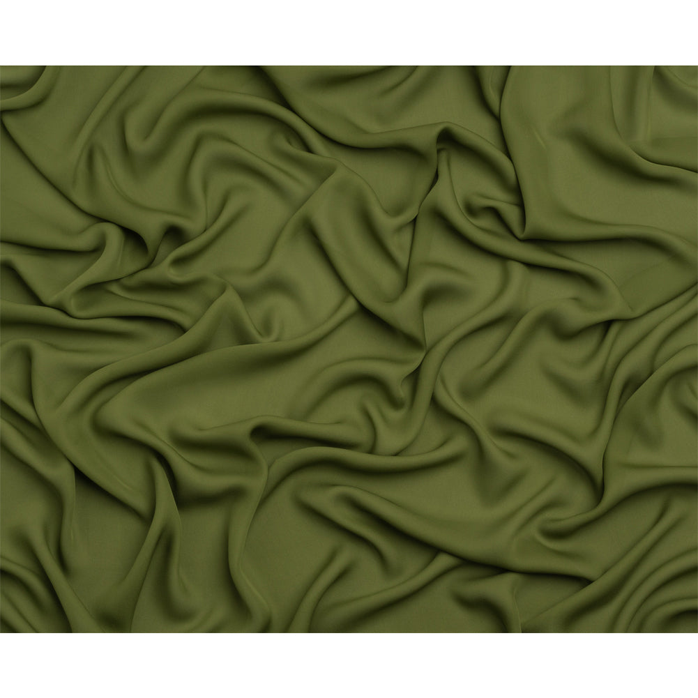 Silk Double Georgette - Pesto Green - Premium Collection