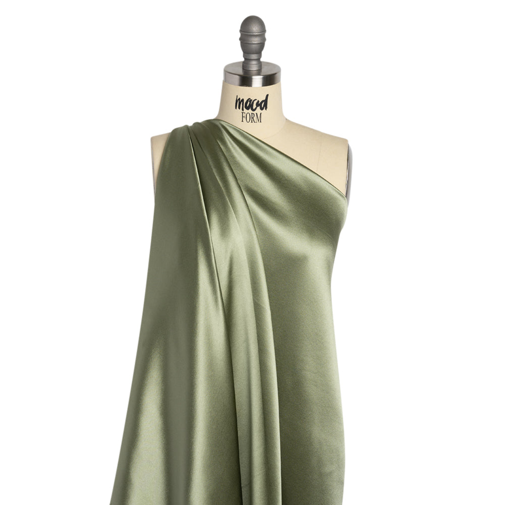 Silk Crepe Back Satin - Oil Green - Premium Collection