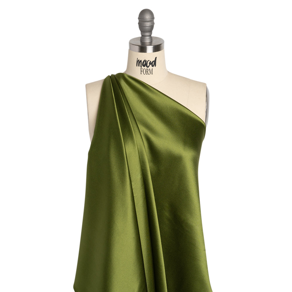 Silk Crepe Back Satin - Pesto Green - Premium Collection - Drape