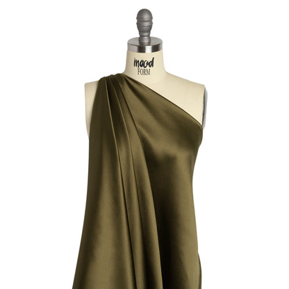 Silk Crepe Back Satin - Olive Green - Premium Collection Detail