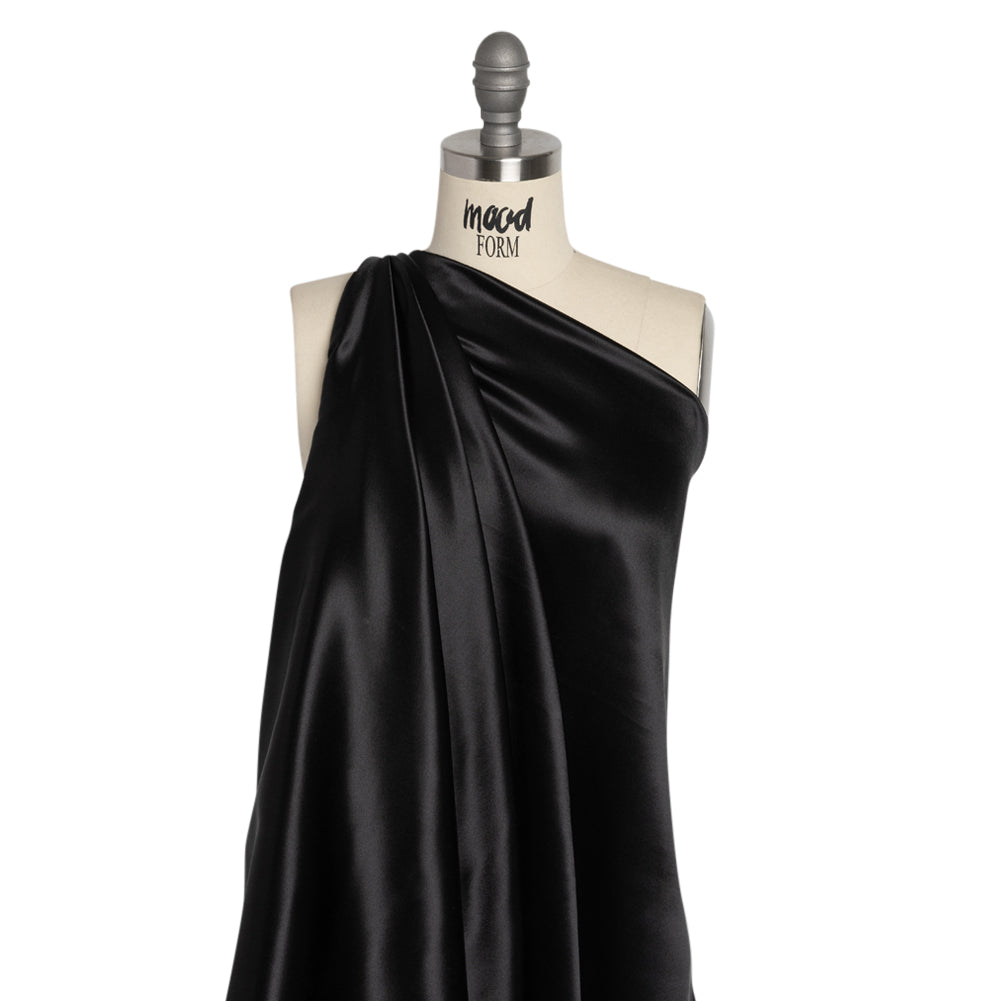 Silk Crepe Back Satin - Black - Premium Collection Detail