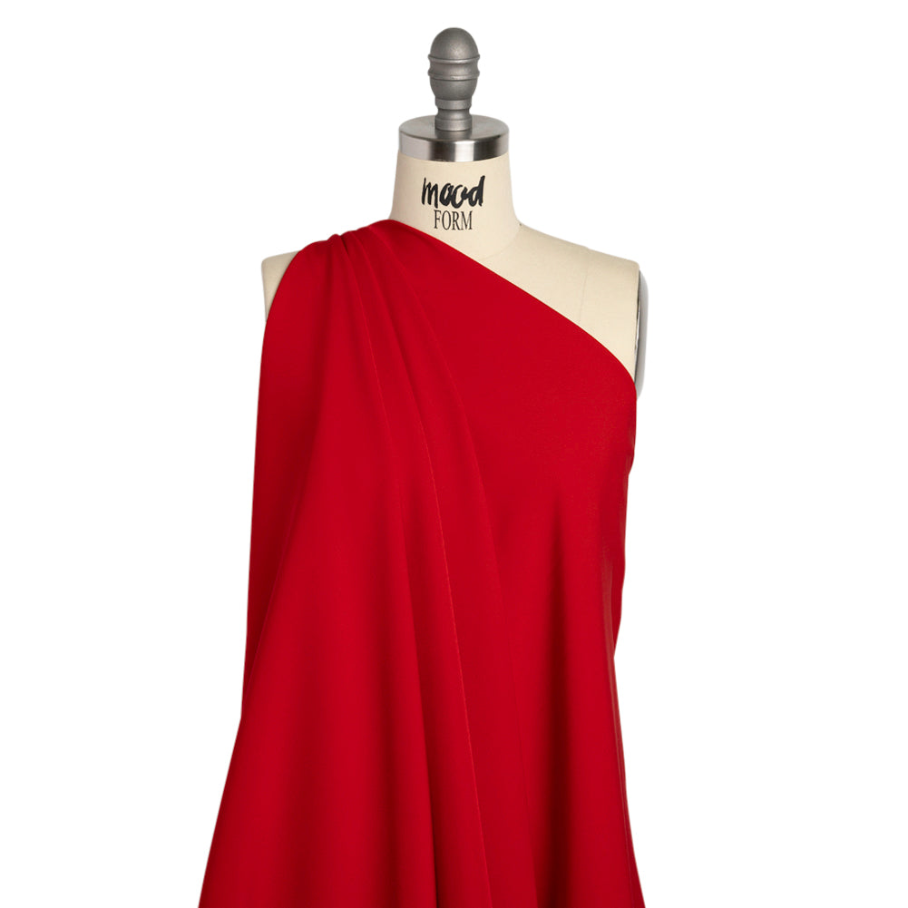 Stretch Recycled Polyester 4-Ply Crepe - Dark Red - Premium Collection Drape