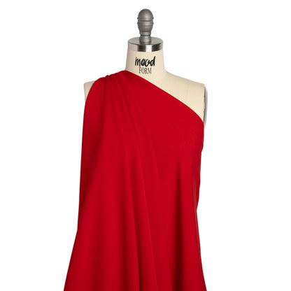 Stretch Recycled Polyester 4-Ply Crepe - Dark Red - Premium Collection Drape