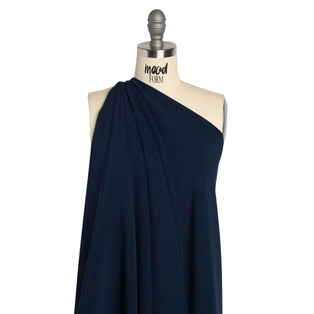 Stretch Recycled Polyester 4-Ply Crepe - Navy - Premium Collection
