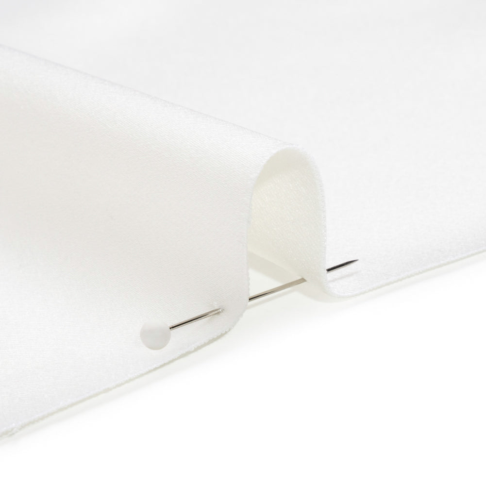 Stretch Satin Made in Italy - Swan White with White Backing - Premium Collection - Detail