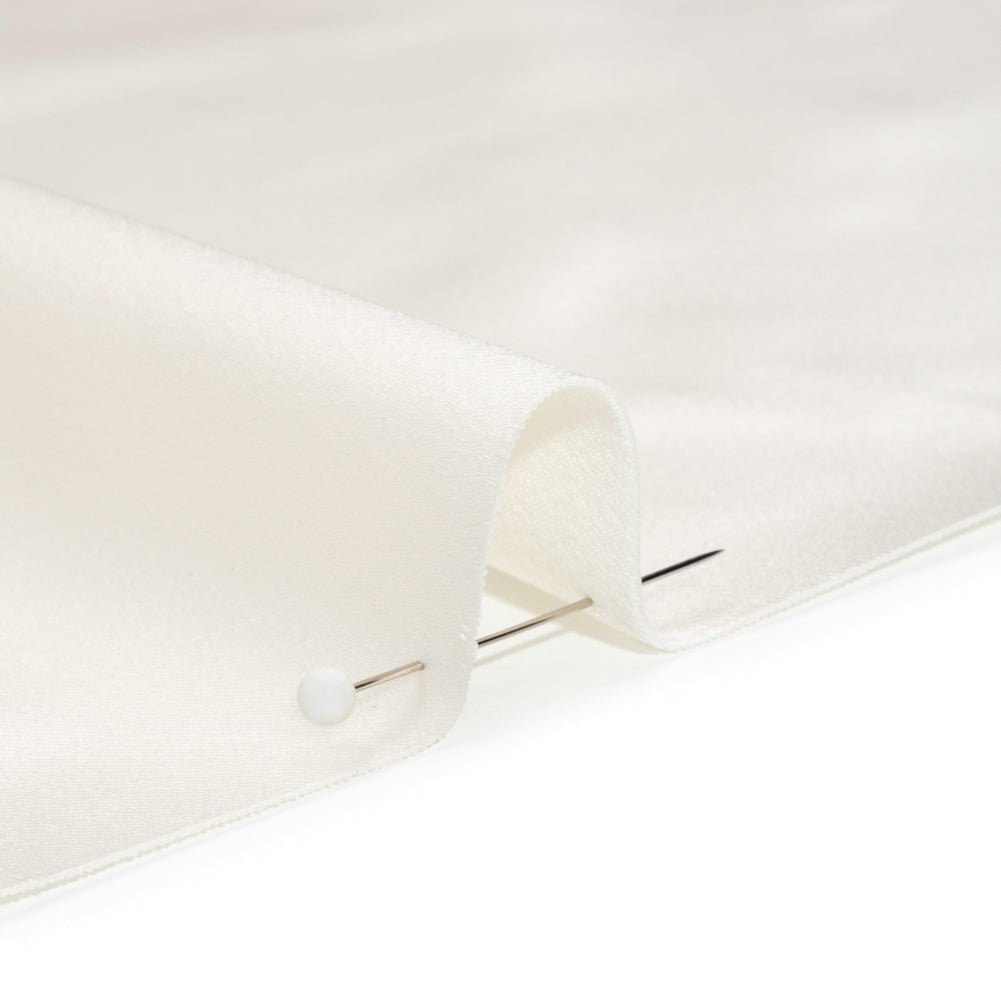 Stretch Satin Made in Italy - Polished White with White Backing - Premium Collection - Detail