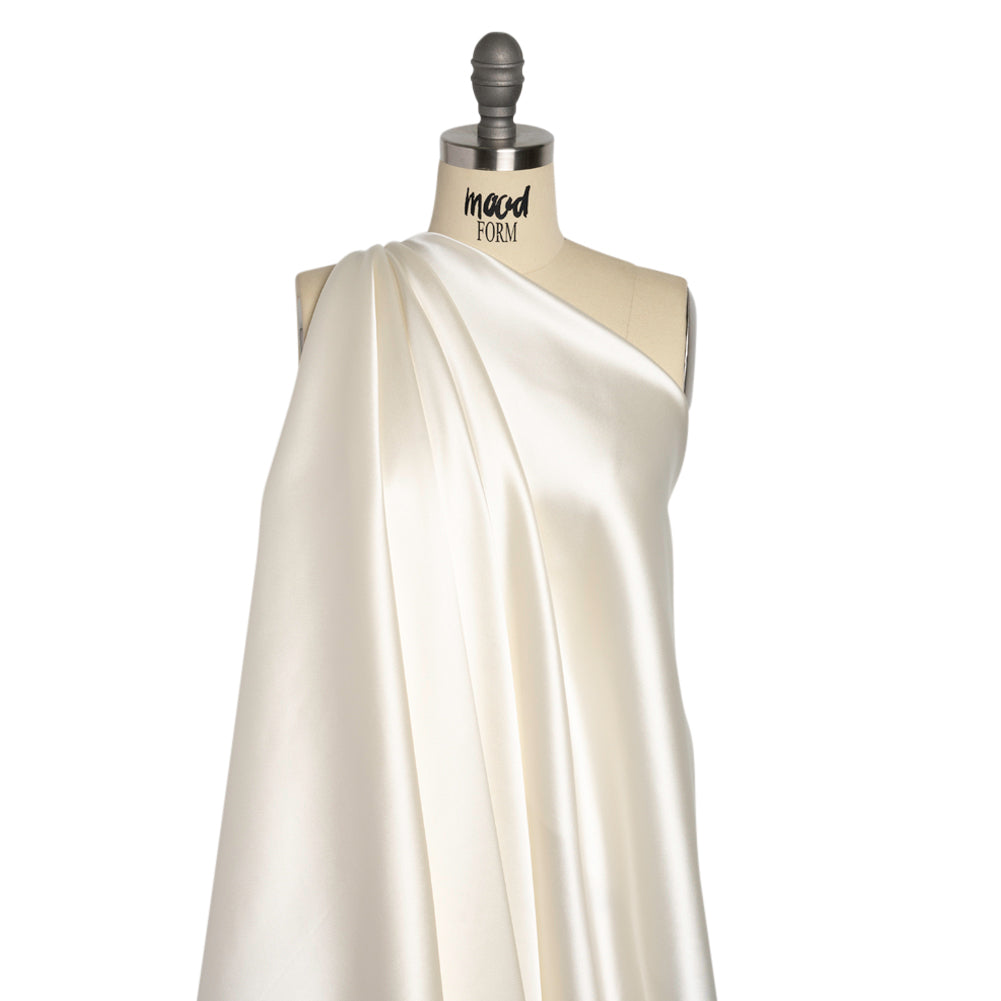 Stretch Satin Made in Italy - Polished White with White Backing - Premium Collection - Drape