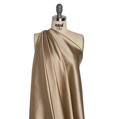 Stretch Satin Made in Italy - Taupe with Pumice Stone Backing - Premium Collection