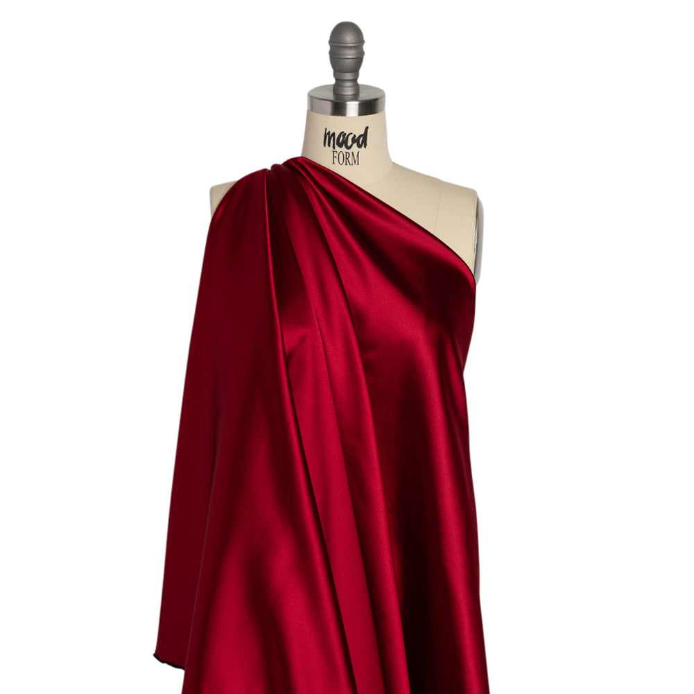 Stretch Satin Made in Italy - Chili Pepper with Black Backing - Premium Collection