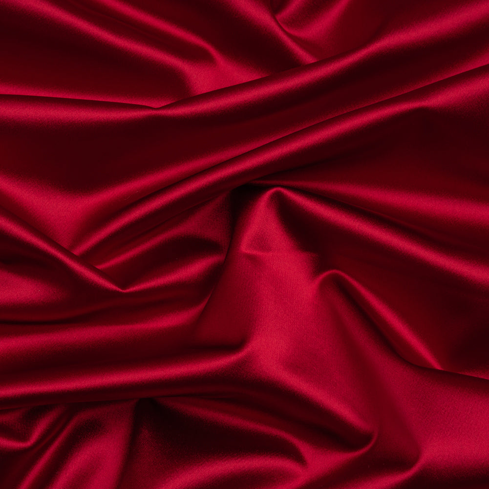 Stretch Satin Made in Italy - Chili Pepper with Black Backing - Premium Collection