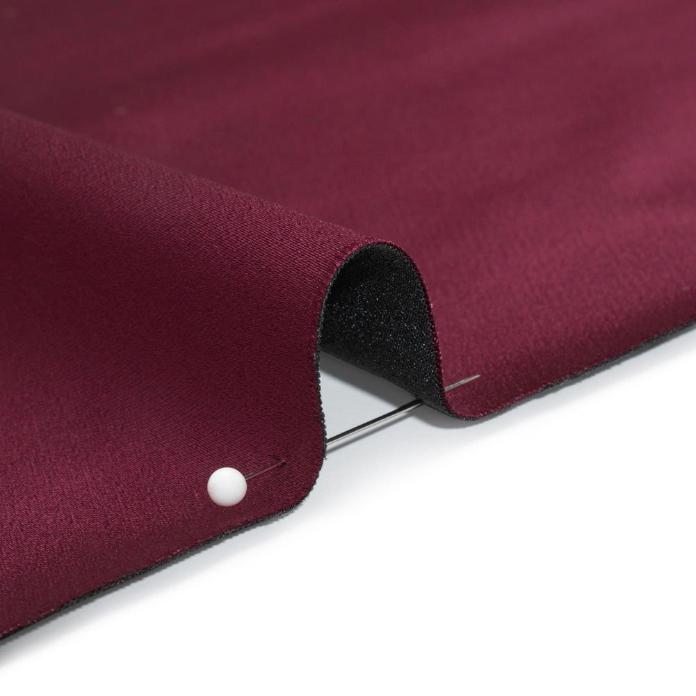 Stretch Satin Made in Italy - Burgundy with Black Backing - Premium Collection