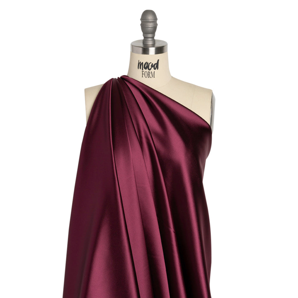 Stretch Satin Made in Italy - Burgundy with Black Backing - Premium Collection
