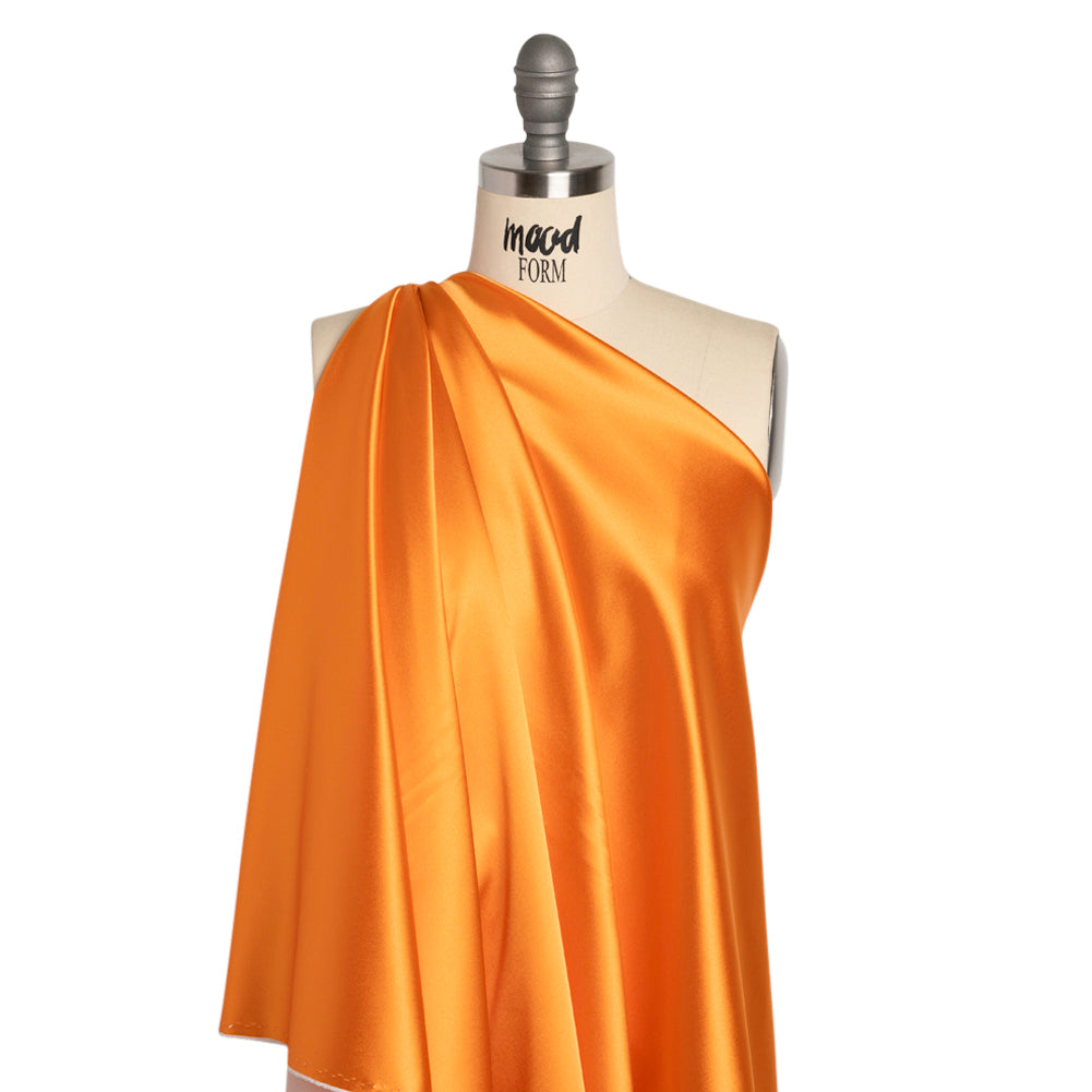 Stretch Satin Made in Italy - Orange with Peach Backing - Premium Collection