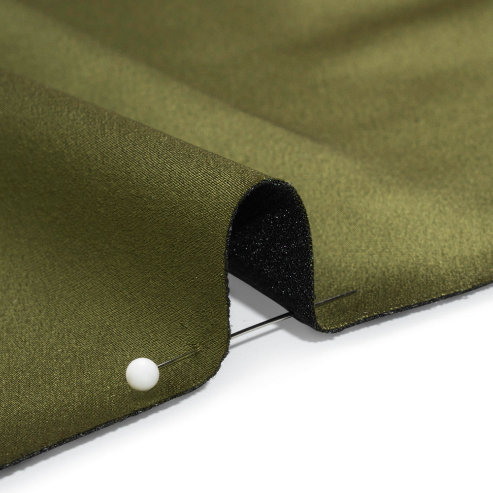 Stretch Satin Made in Italy - Olive with Black Backing - Premium Collection - Detail