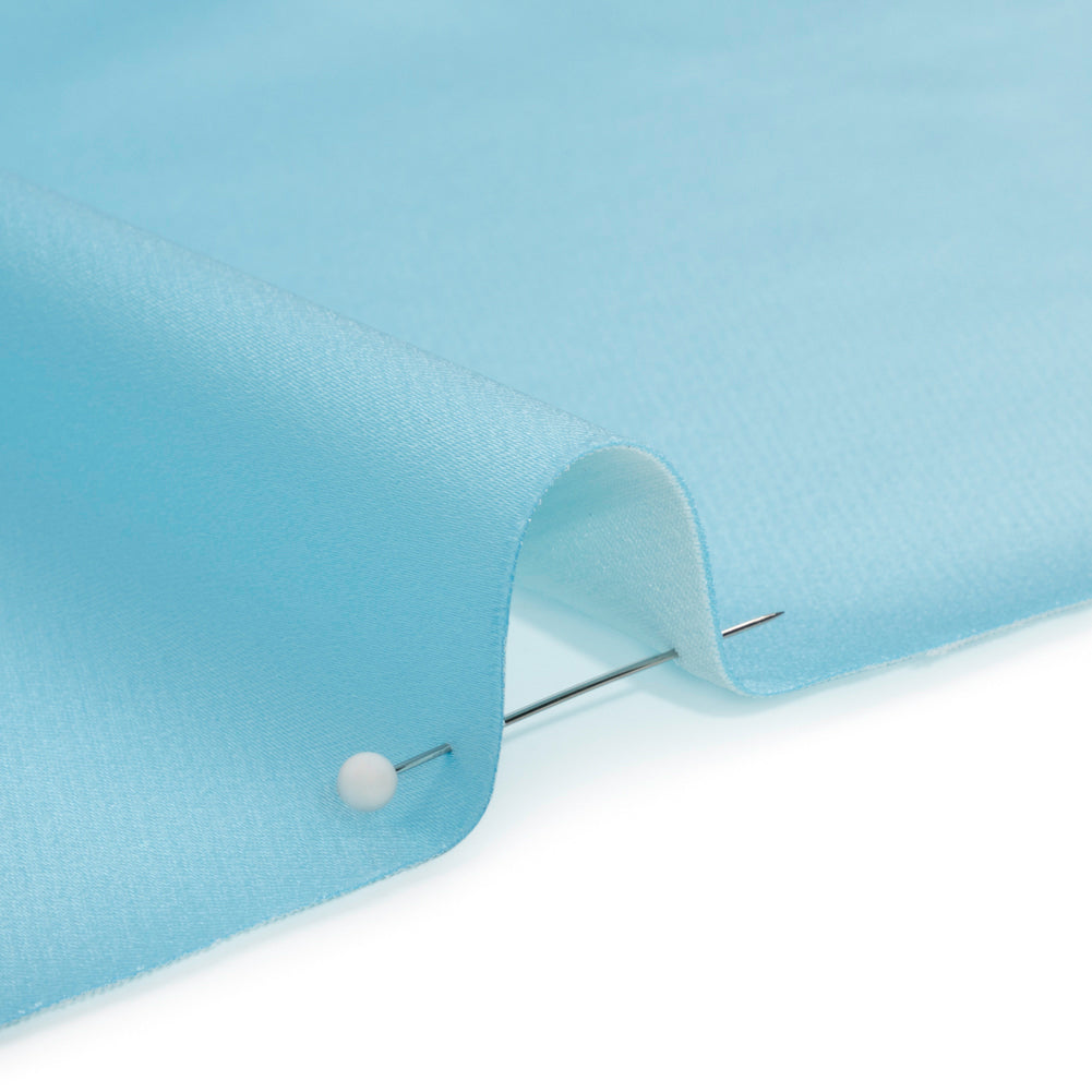 Stretch Satin Made in Italy - Sky Blue with White Backing - Premium Collection - Detail